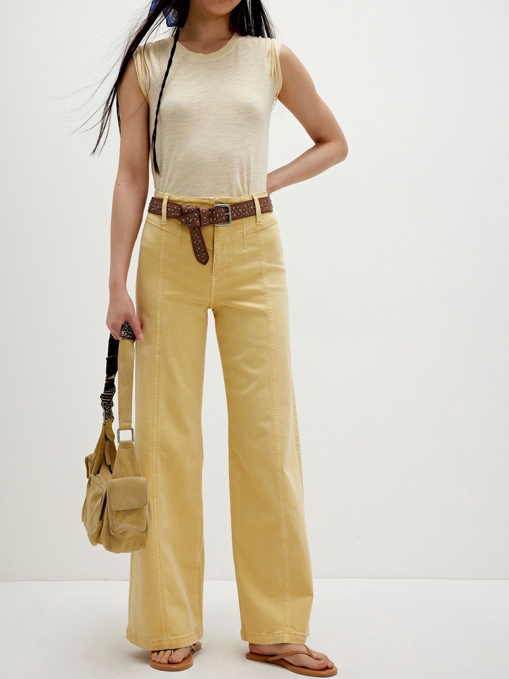 We The Free Libre Wide-Leg High-Rise Pants in Pineapple Slices
